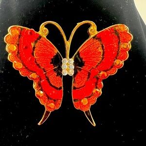 Don Lin enamel rhinestone butterfly brooch Vintage